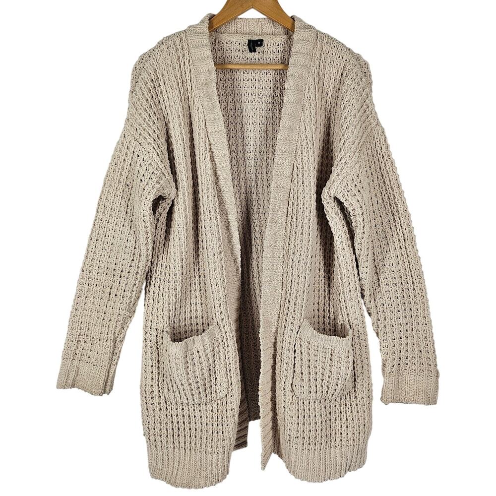 MOON & MADISON WOMEN'S STYLISH & COZY BEIGE CHUNKY CARDIGAN SIZE MEDIUM